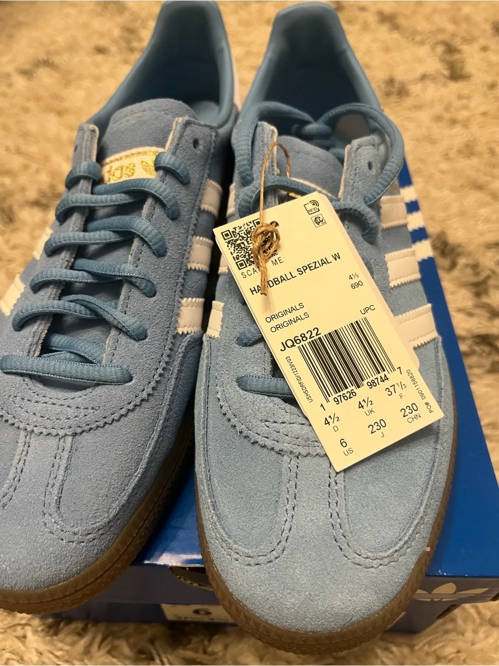 Adidas handball spezial sneaker. Womens US size 6. Blue. New in box.